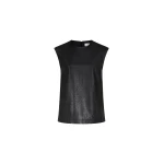 The Frankie Shop Fiza Ostrich-Effect Leather Top - Black - Oversized Minimalist Tops in Black - Shop at Coveti
