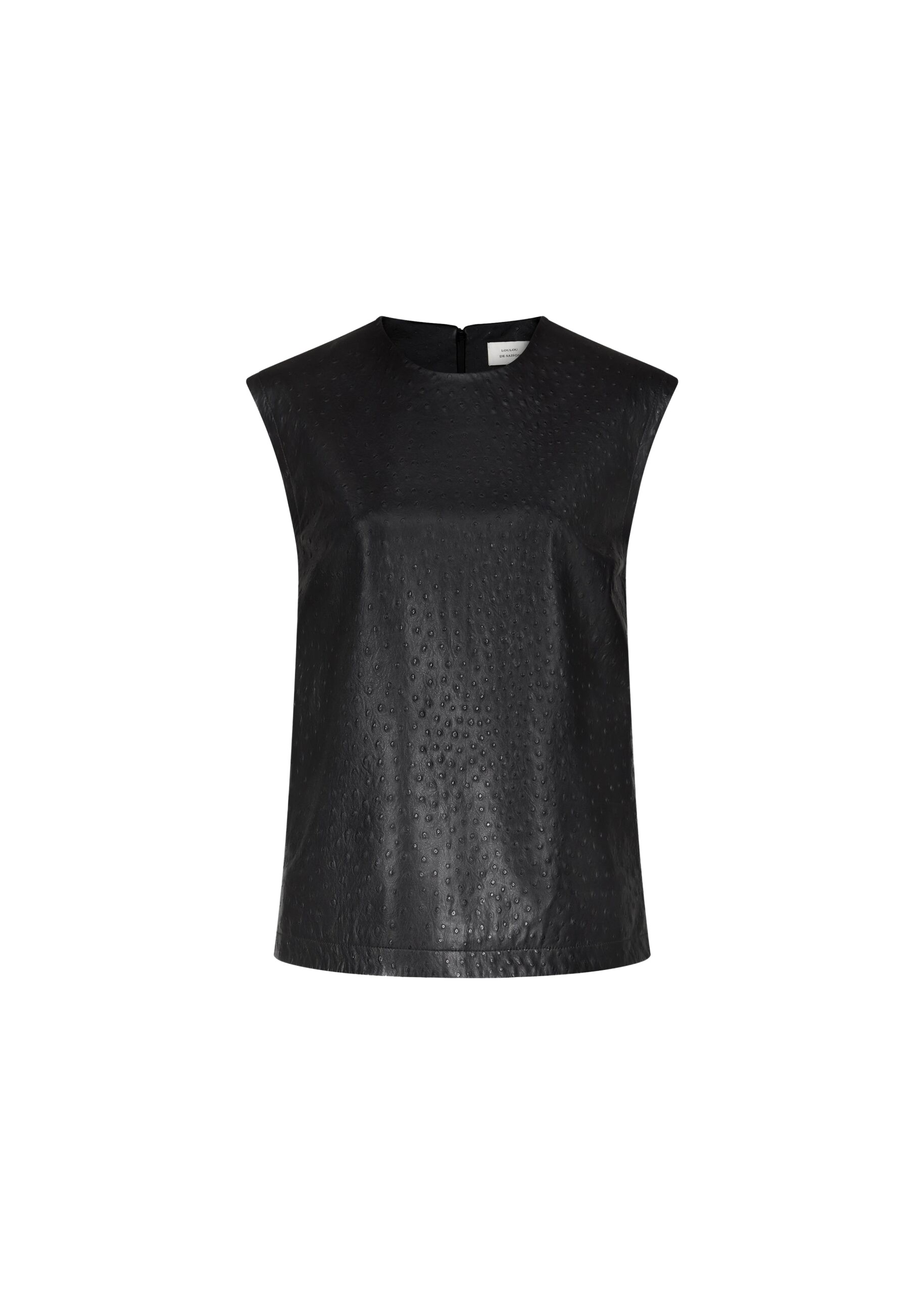The Frankie Shop Fiza Ostrich-Effect Leather Top – Black