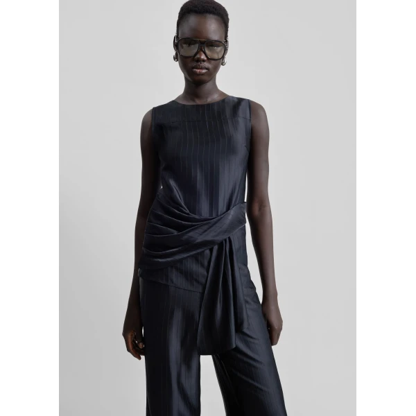 The Frankie Shop Fonda Draped Top – Black, view 2