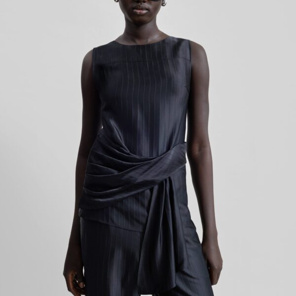 The Frankie Shop Fonda Draped Top - Black - Oversized Minimalist Tops in Black - Shop at Coveti