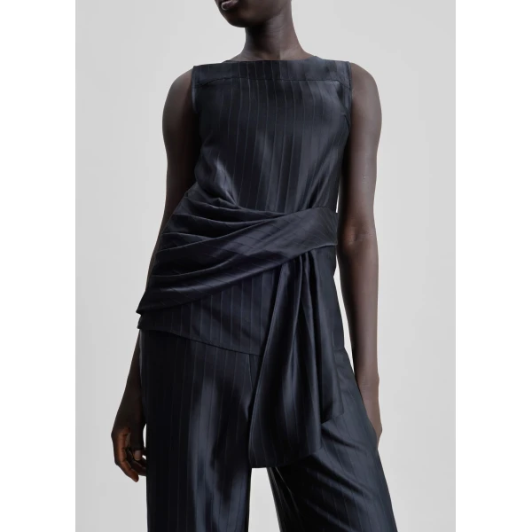 The Frankie Shop Fonda Draped Top – Black, view 3