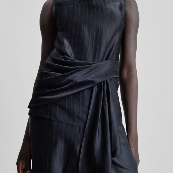 The Frankie Shop Fonda Draped Top - Black - Oversized Minimalist Tops in Black - Shop at Coveti