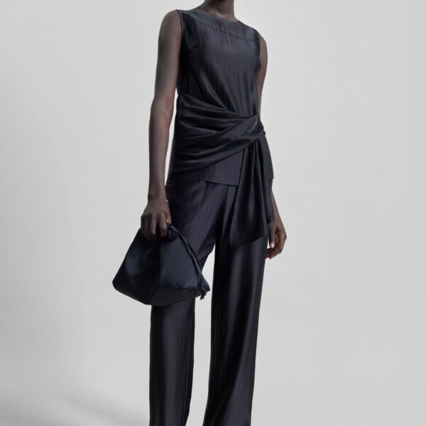 The Frankie Shop Fonda Draped Top - Black - Oversized Minimalist Tops in Black - Shop at Coveti