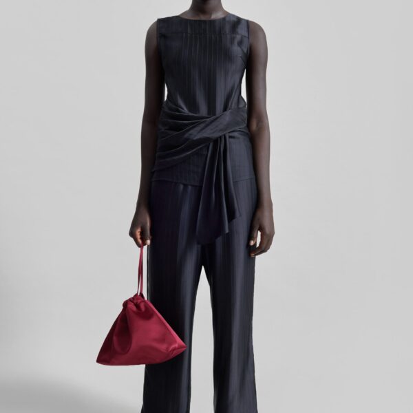 The Frankie Shop Fonda Draped Top - Black - Oversized Minimalist Tops in Black - Shop at Coveti