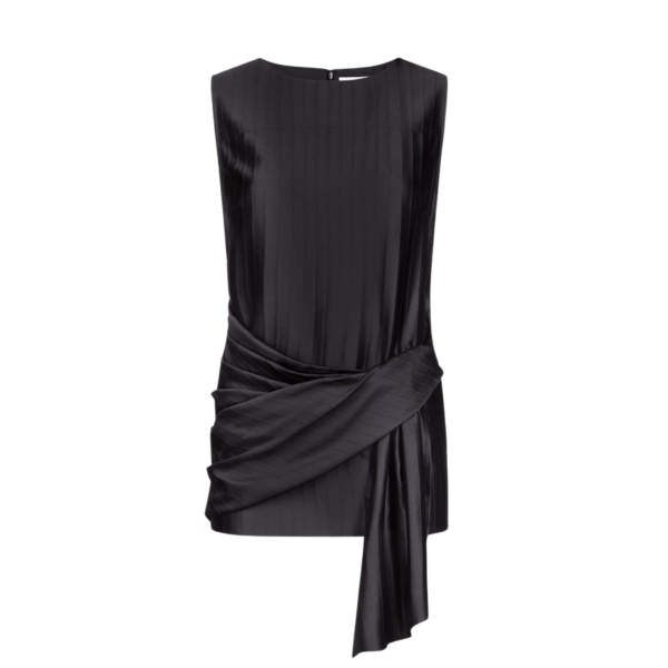 The Frankie Shop Fonda Draped Top - Black - Oversized Minimalist Tops in Black - Shop at Coveti