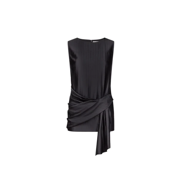 The Frankie Shop Fonda Draped Top - Black - Oversized Minimalist Tops in Black - Shop at Coveti