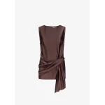 The Frankie Shop Fonda Draped Top - Dark Brown - Oversized Minimalist Tops in Beige - Shop at Coveti