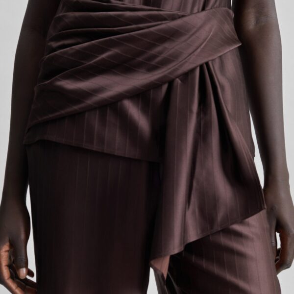 The Frankie Shop Fonda Draped Top - Dark Brown - Oversized Minimalist Tops in Beige - Shop at Coveti