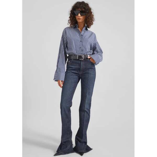 The Frankie Shop Forli Shirt – Navy/White Stripe, view 4