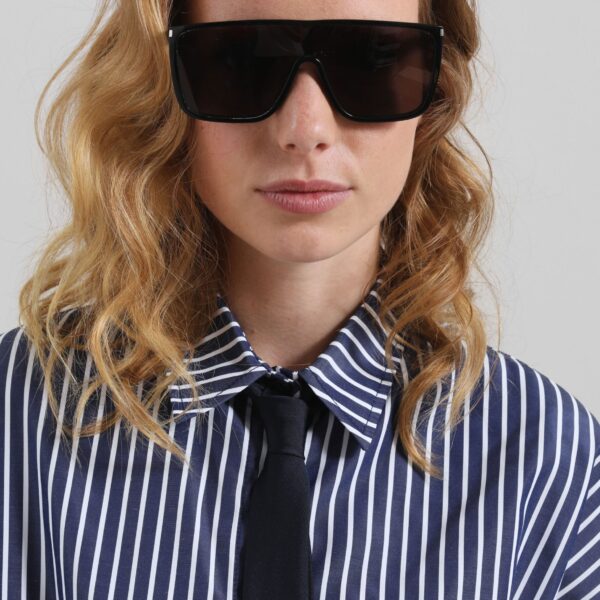 The Frankie Shop Forli Shirt - Navy/White Stripe - Oversized Minimalist Tops in Multicolour - Shop at Coveti