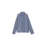The Frankie Shop Forli Shirt - Navy/White Stripe - Oversized Minimalist Tops in Multicolour - Shop at Coveti