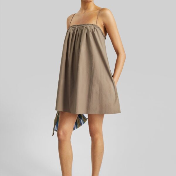 The Frankie Shop Frill Cami Mini Dress - Birch - Oversized Minimalist Dresses in Beige - Shop at Coveti
