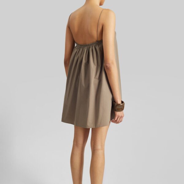 The Frankie Shop Frill Cami Mini Dress - Birch - Oversized Minimalist Dresses in Beige - Shop at Coveti