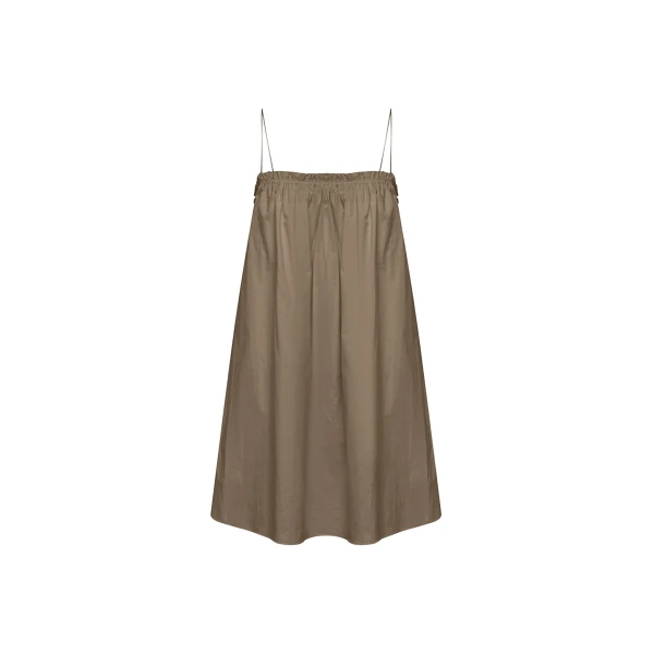 The Frankie Shop Frill Cami Mini Dress - Birch - Oversized Minimalist Dresses in Beige - Shop at Coveti
