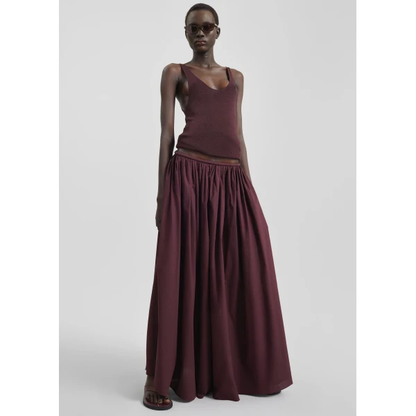 The Frankie Shop Gaeta Wide Corded Waistband Culottes – Burgundy, view 3
