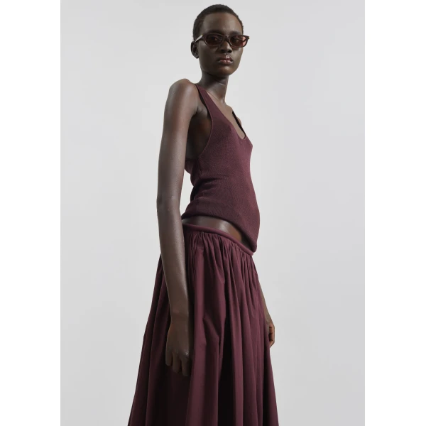 The Frankie Shop Gaeta Wide Corded Waistband Culottes – Burgundy, view 4
