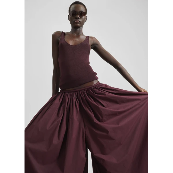 The Frankie Shop Gaeta Wide Corded Waistband Culottes – Burgundy, view 6