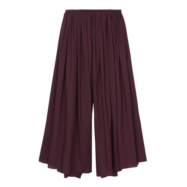 The Frankie Shop Gaeta Wide Corded Waistband Culottes - Burgundy - Oversized Minimalist Pants in Red - Shop at Coveti