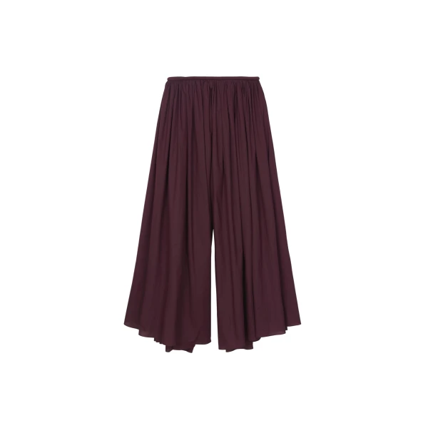 The Frankie Shop Gaeta Wide Corded Waistband Culottes - Burgundy - Oversized Minimalist Pants in Red - Shop at Coveti