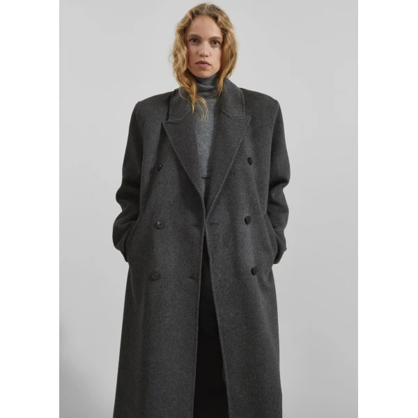 The Frankie Shop Gaia Double Breasted Coat – Dark Grey Melange, view 4