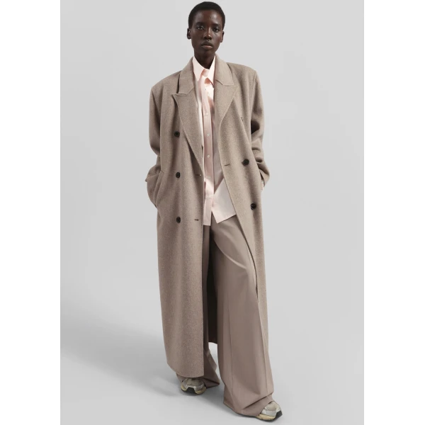 The Frankie Shop Gaia Double Breasted Coat – Taupe Melange, view 4
