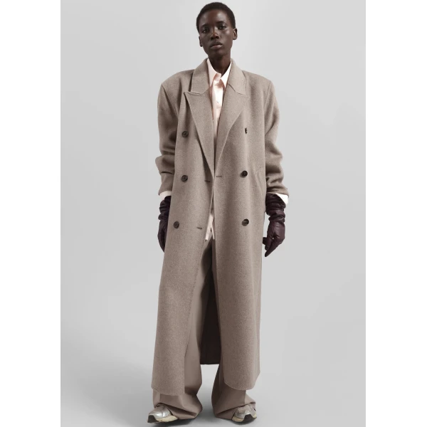 The Frankie Shop Gaia Double Breasted Coat – Taupe Melange, view 6