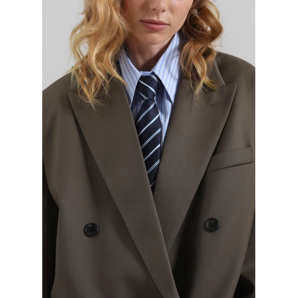 The Frankie Shop Gainsford Neck Tie Shirt – Blue/White Stripe, view 4