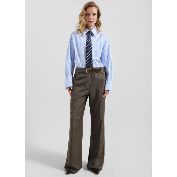 The Frankie Shop Gainsford Neck Tie Shirt – Blue/White Stripe, view 5