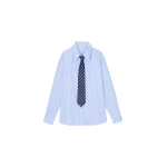 The Frankie Shop Gainsford Neck Tie Shirt - Blue/White Stripe - Oversized Minimalist Tops in Multicolour - Shop at Coveti