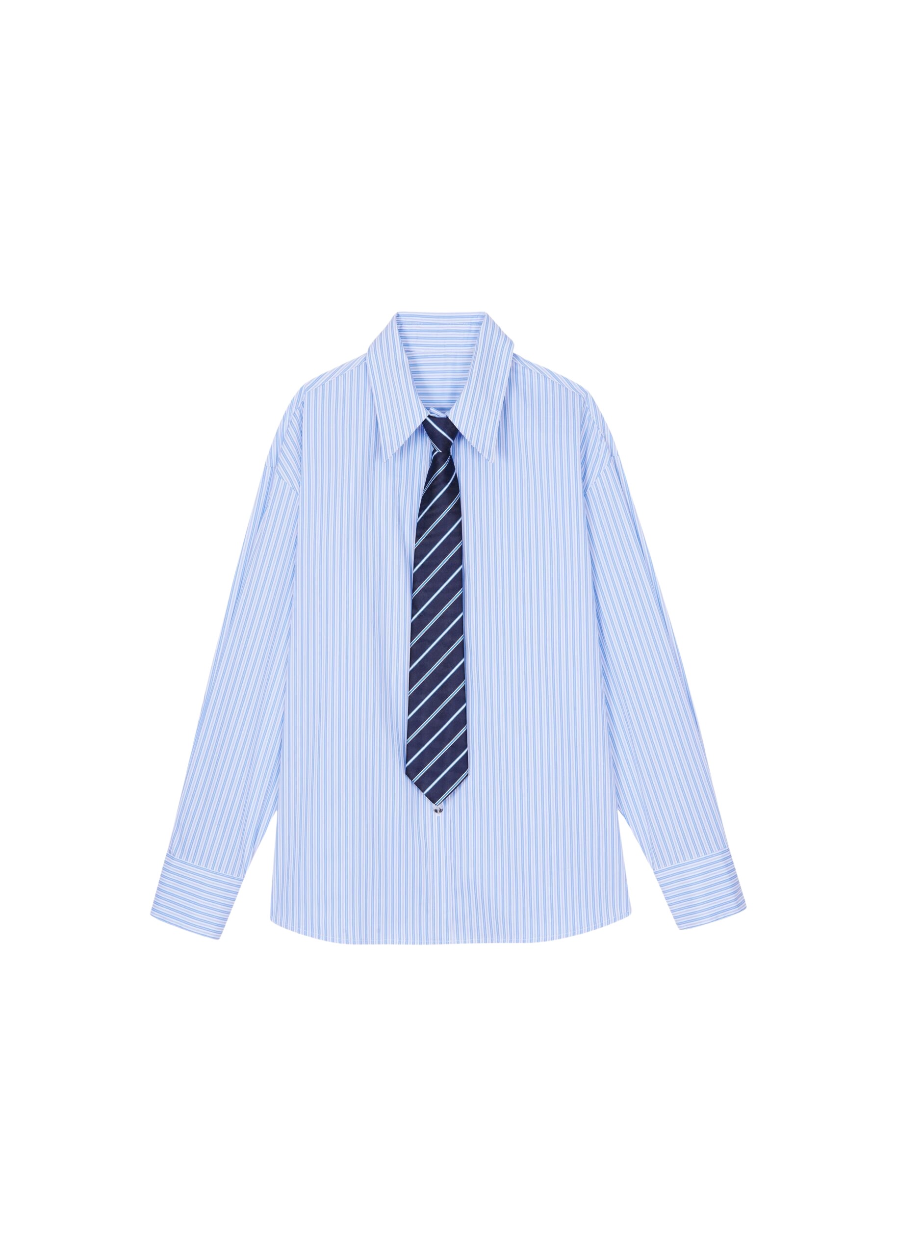 The Frankie Shop Gainsford Neck Tie Shirt – Blue/White Stripe