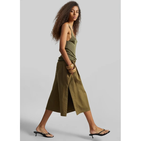 The Frankie Shop Garment Dye Pleated Culotte – Avocado Shorts, view 3