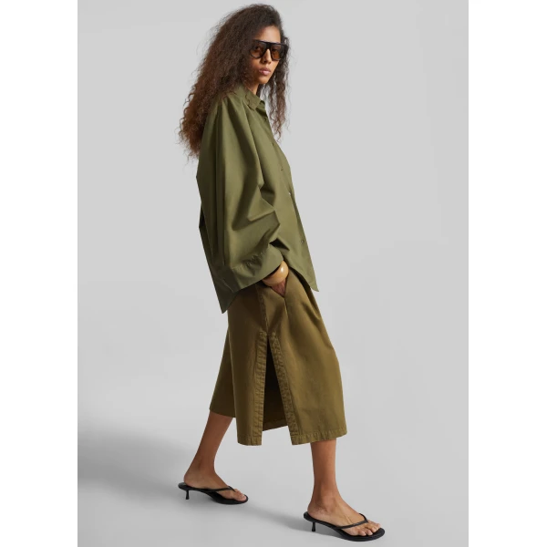 The Frankie Shop Garment Dye Pleated Culotte – Avocado Shorts, view 5