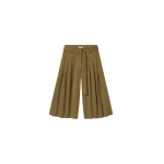 The Frankie Shop Garment Dye Pleated Culotte - Avocado - Oversized Minimalist Shorts in Green - Shop at Coveti