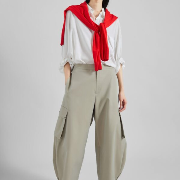 The Frankie Shop Geilo Barrel Leg Pants - Beige - Oversized Minimalist Pants in Beige - Shop at Coveti
