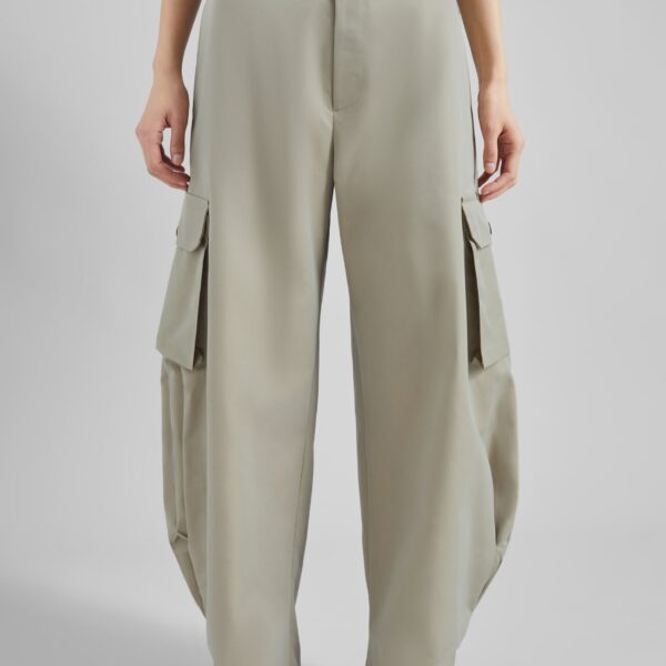 The Frankie Shop Geilo Barrel Leg Pants - Beige - Oversized Minimalist Pants in Beige - Shop at Coveti