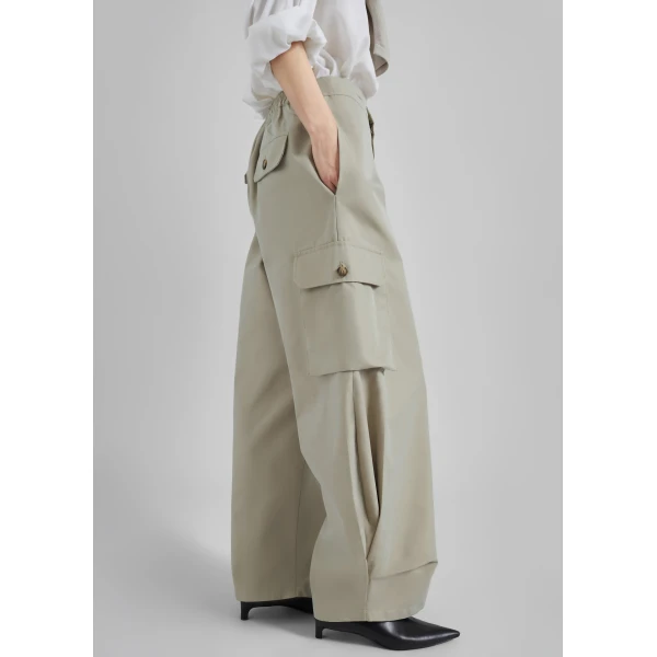 The Frankie Shop Geilo Barrel Leg Pants – Beige, view 4