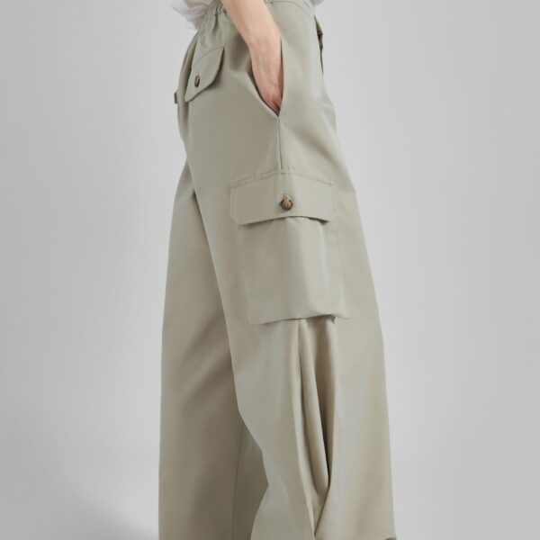 The Frankie Shop Geilo Barrel Leg Pants - Beige - Oversized Minimalist Pants in Beige - Shop at Coveti