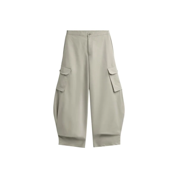 The Frankie Shop Geilo Barrel Leg Pants - Beige - Oversized Minimalist Pants in Beige - Shop at Coveti