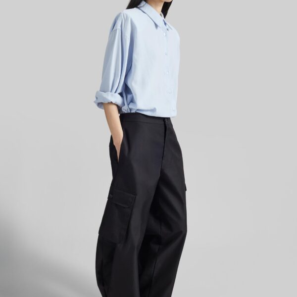 The Frankie Shop Geilo Barrel Leg Pants - Black - Oversized Minimalist Pants in Black - Shop at Coveti