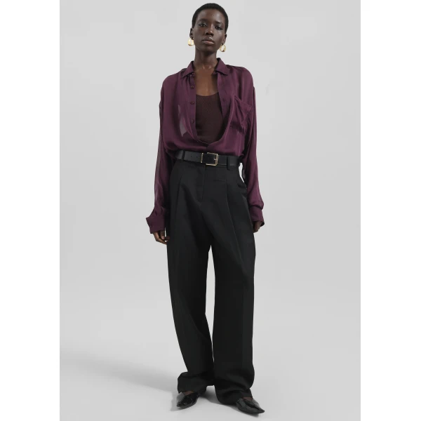 The Frankie Shop Gelso Pleated Twill Trousers – Black, view 5