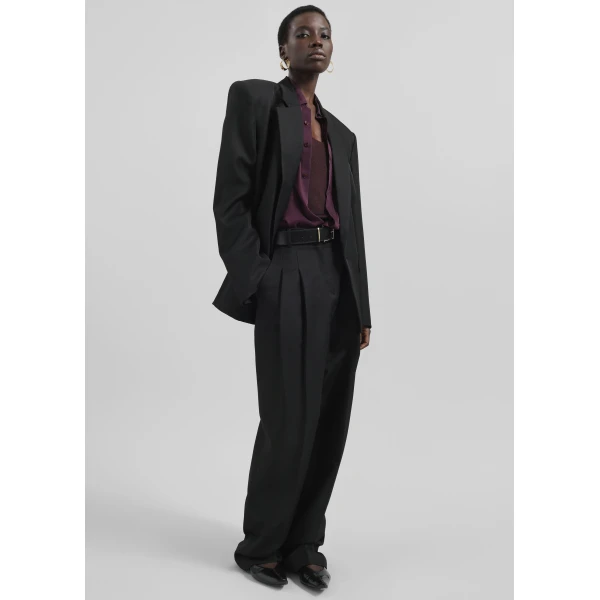 The Frankie Shop Gelso Pleated Twill Trousers – Black, view 6