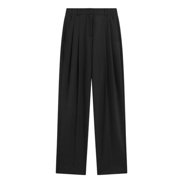 The Frankie Shop Gelso Pleated Twill Trousers - Black - Oversized Minimalist Pants in Black - Shop at Coveti