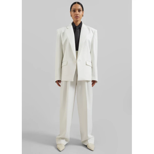 The Frankie Shop Gelso Pleated Twill Trousers – White, view 3