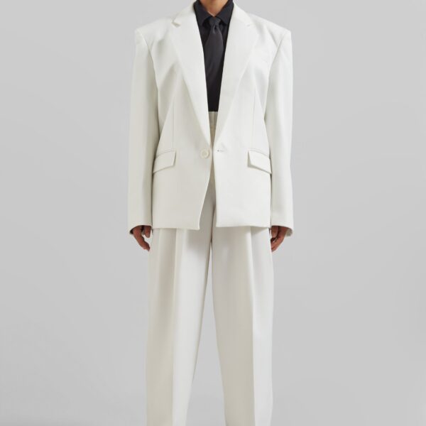 The Frankie Shop Gelso Pleated Twill Trousers - White - Oversized Minimalist Pants in White - Shop at Coveti