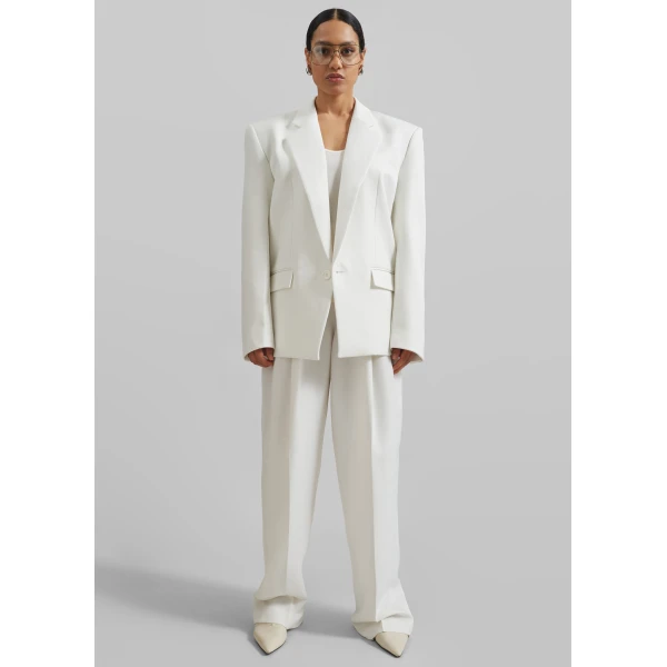 The Frankie Shop Gelso Pleated Twill Trousers – White, view 4