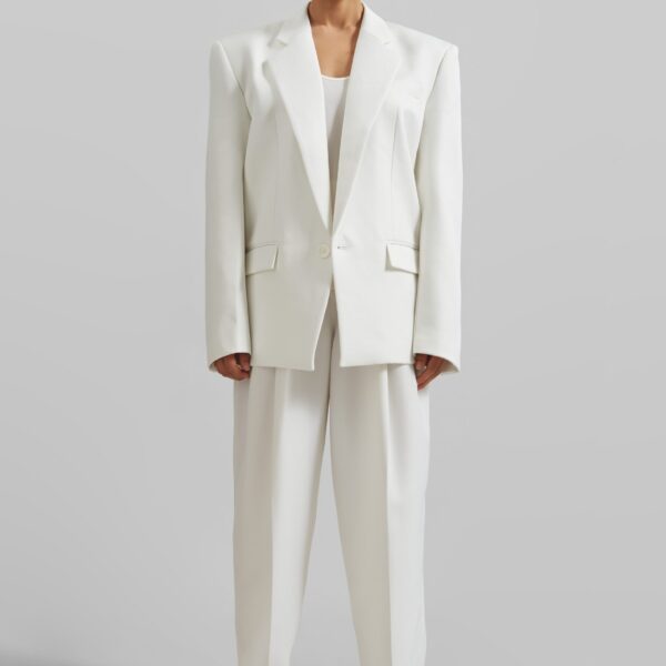 The Frankie Shop Gelso Pleated Twill Trousers - White - Oversized Minimalist Pants in White - Shop at Coveti