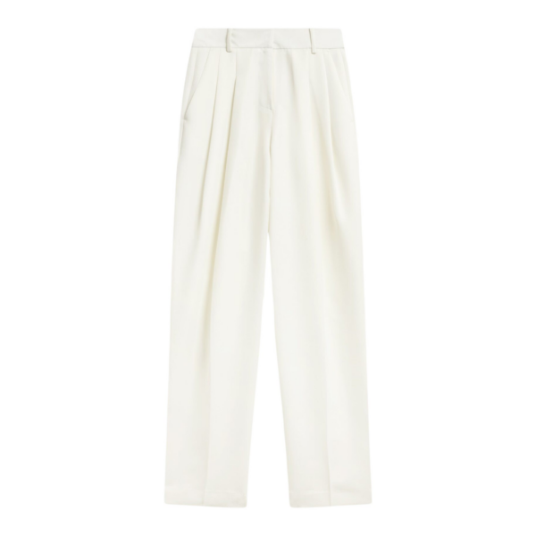 The Frankie Shop Gelso Pleated Twill Trousers - White - Oversized Minimalist Pants in White - Shop at Coveti