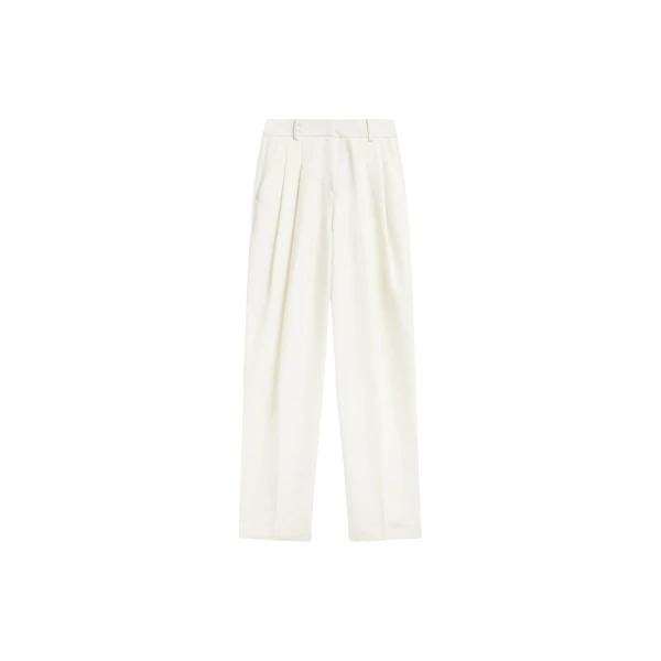The Frankie Shop Gelso Pleated Twill Trousers - White - Oversized Minimalist Pants in White - Shop at Coveti