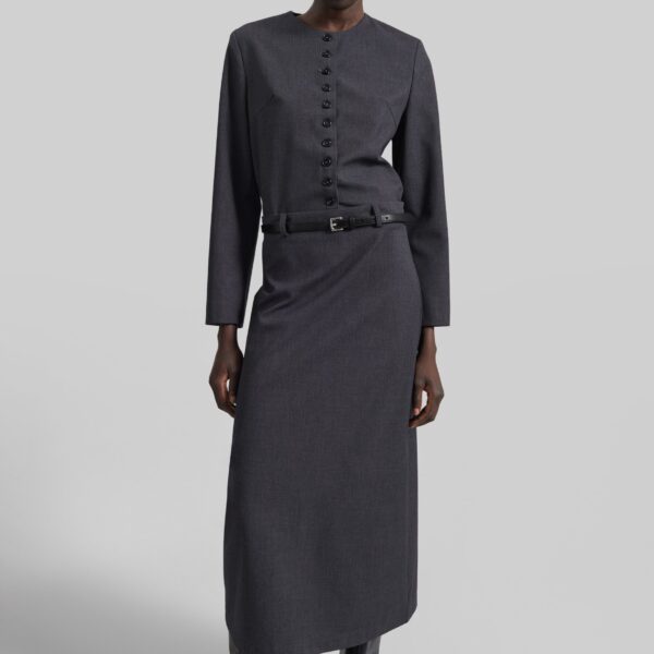 The Frankie Shop Gema Pencil Skirt - Dark Grey Melange - Oversized Minimalist Skirts in Grey - Shop at Coveti