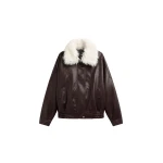 The Frankie Shop Gemonio Faux Leather Jacket - Brown - Oversized Minimalist Jackets in Beige - Shop at Coveti